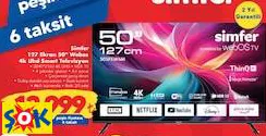 SİMFER 50SFSW6M 127 EKRAN 50 İNÇ WEBOS 4K UHD SMART TELEVİZYON AKILLI TV